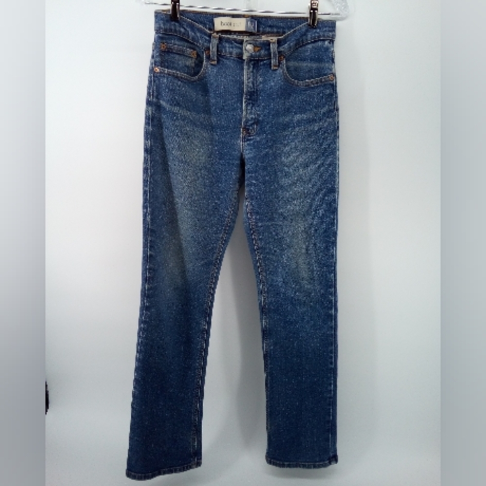 GAP Boot Cut Blue Jeans 2000's Cotton Spandex Made in USA Sandblasted 6